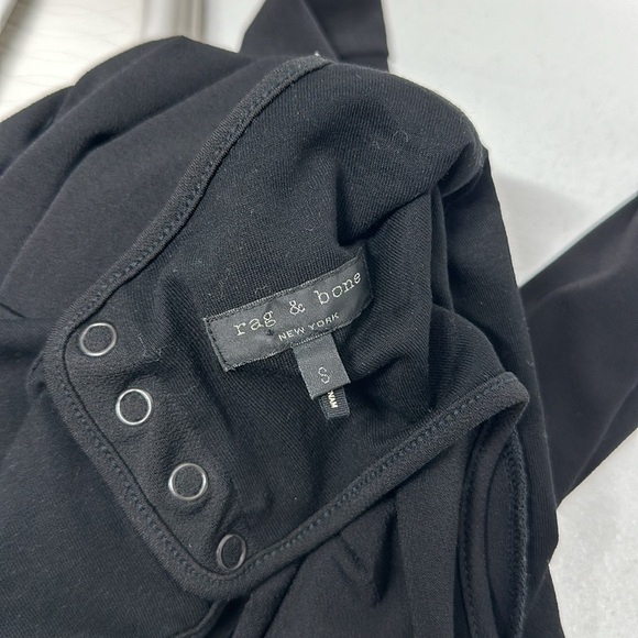 Rag And Bone Allison Open Back Mini Short Dress 3/4 Sleeve Snap Neck Black Small - Picture 12 of 12